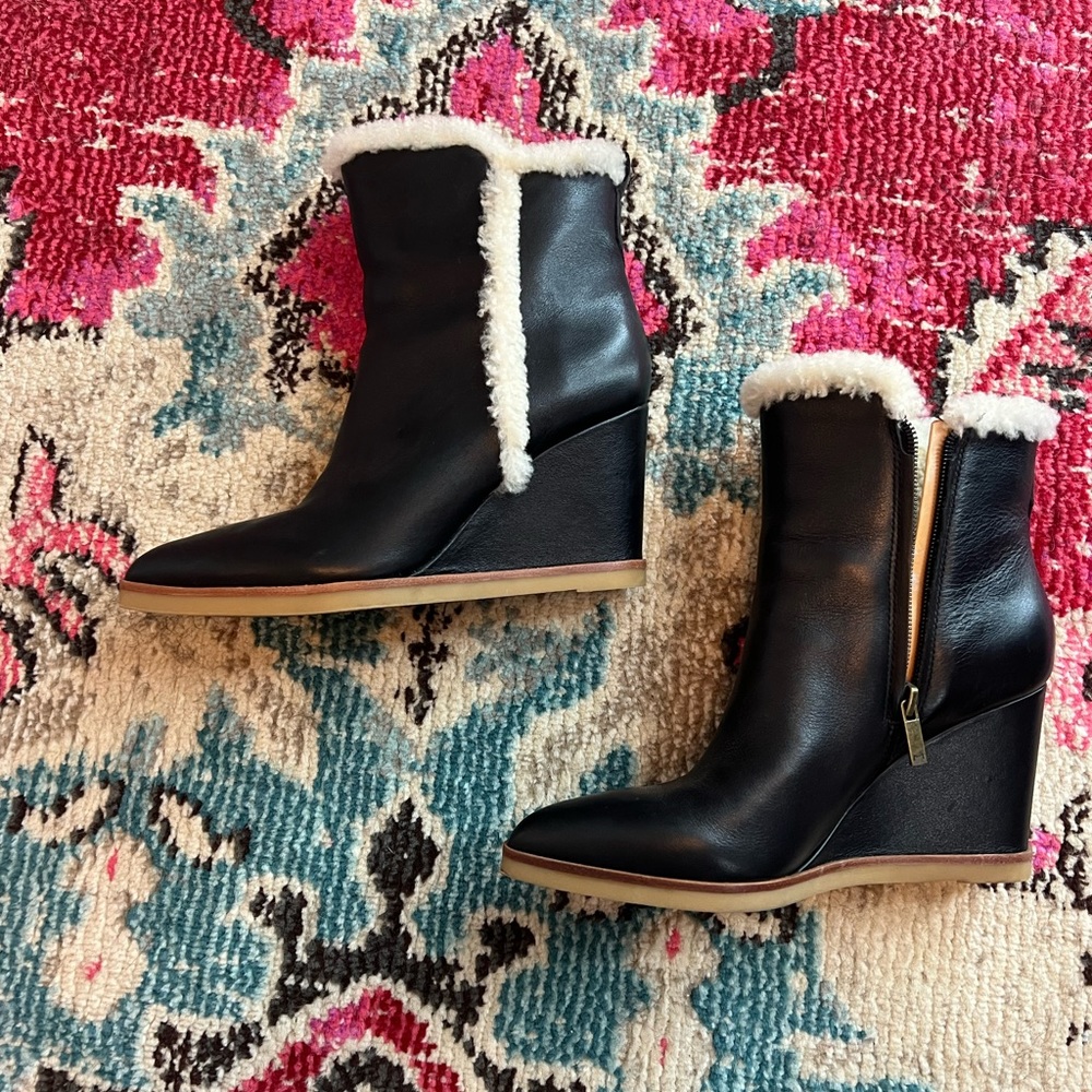 Black Wedge Booties
